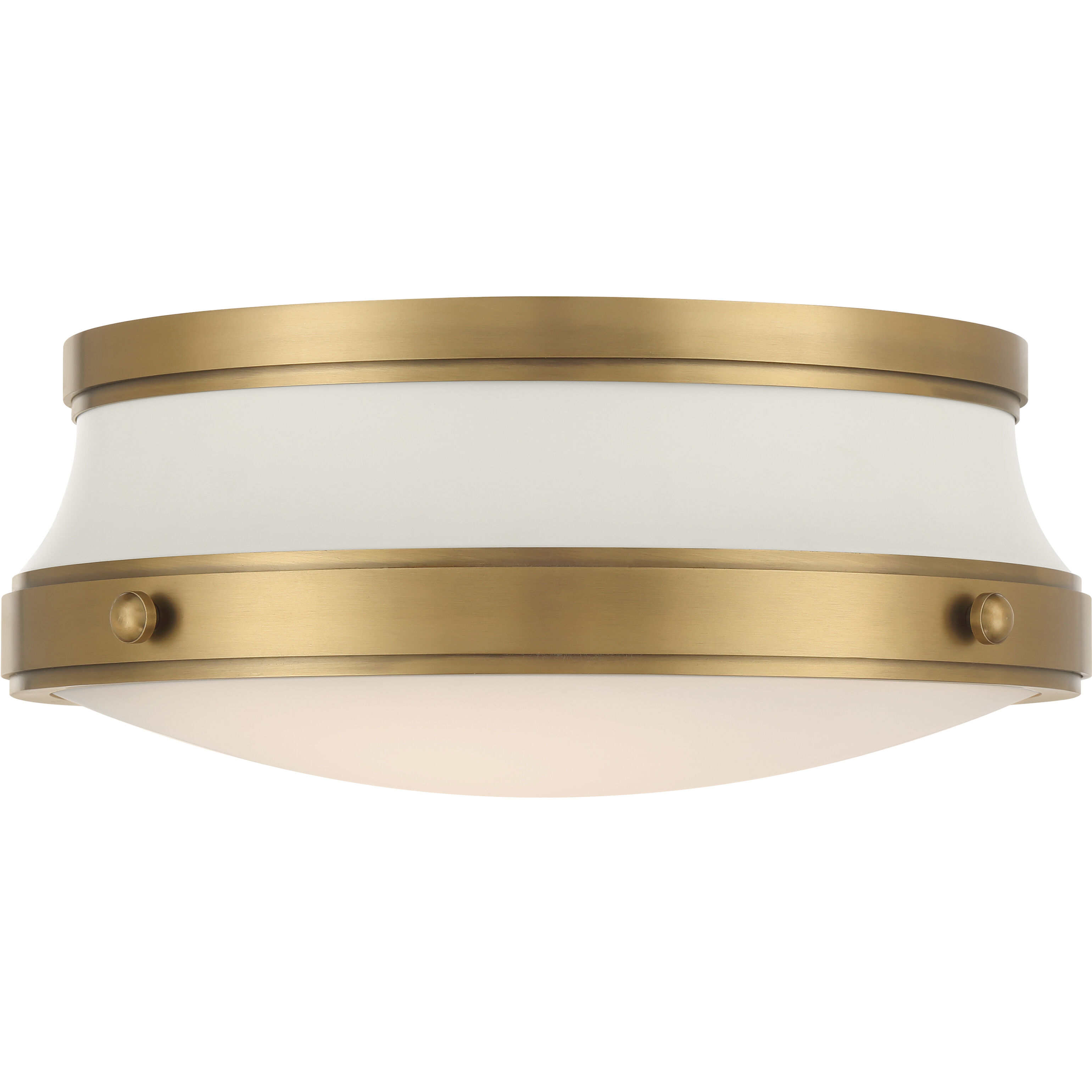 Purelight 2 Light 15 inch Legacy Brass Flush Mount Ceiling Light in Legacy Brass and Off White