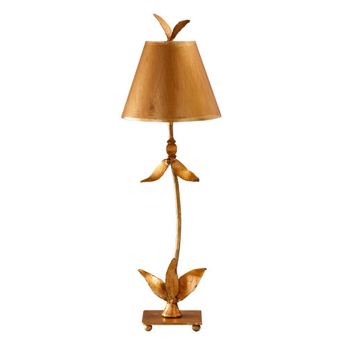 Red Bell 30 inch 60.00 watt Gold Leaf Table Lamp Portable Light, Flambeau