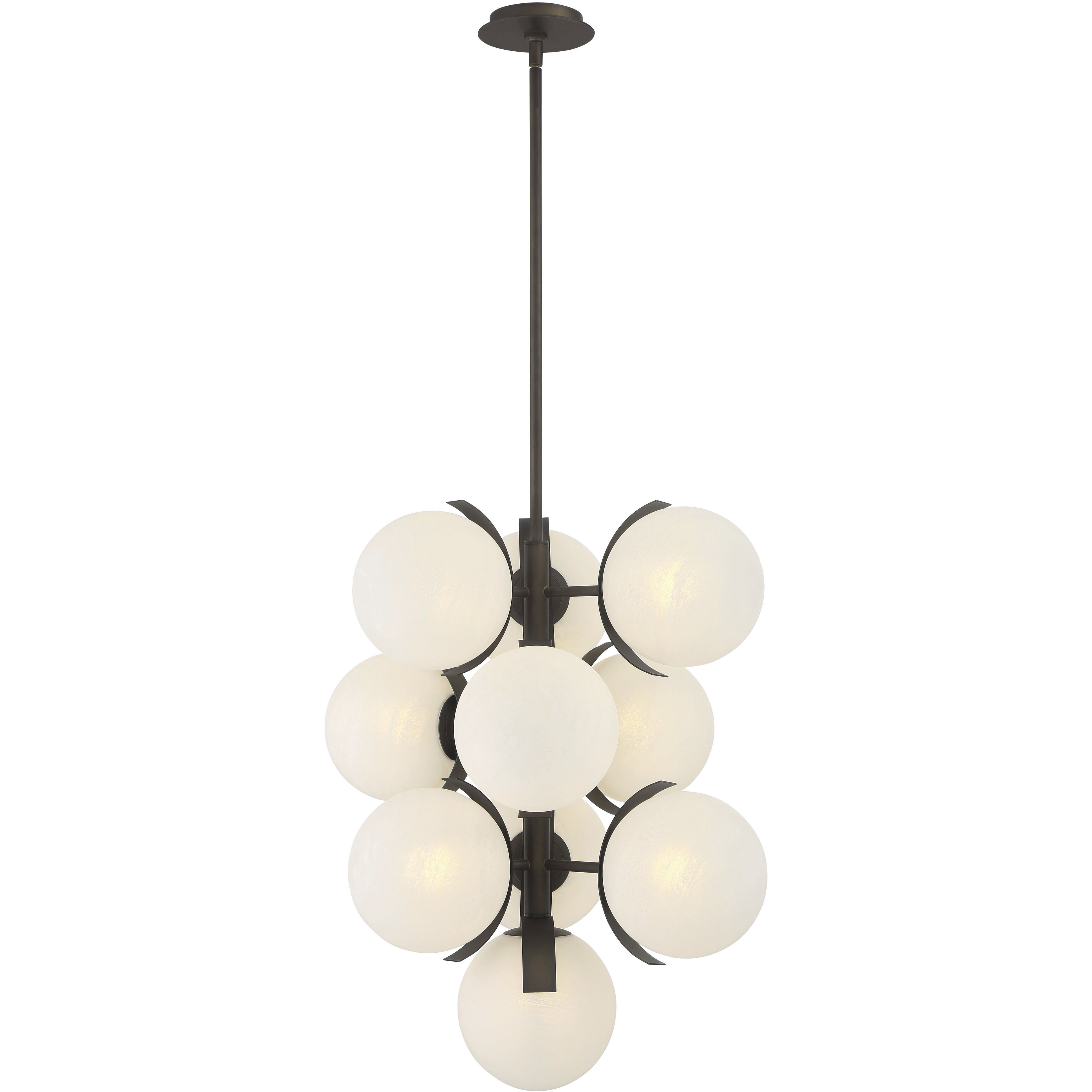 Vino 10 Light 24.75 inch Dark Bronze Pendant Ceiling Light in White Etched Alabaster Glass