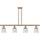 Ballston Small Bell 4 Light 48 inch Antique Copper Island Light Ceiling Light in Seedy Glass