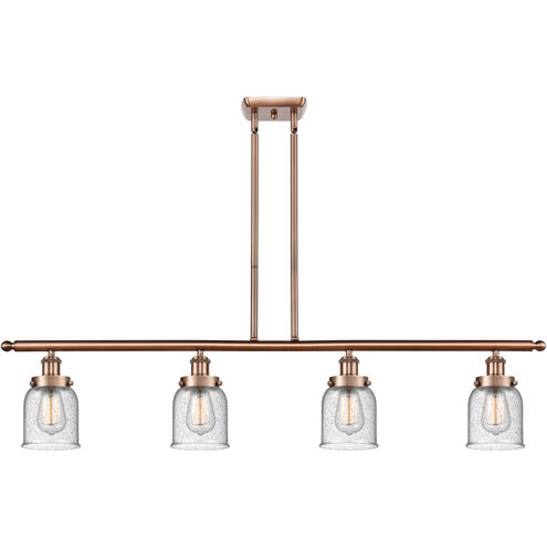 Ballston Small Bell 4 Light 48 inch Antique Copper Island Light Ceiling Light in Seedy Glass