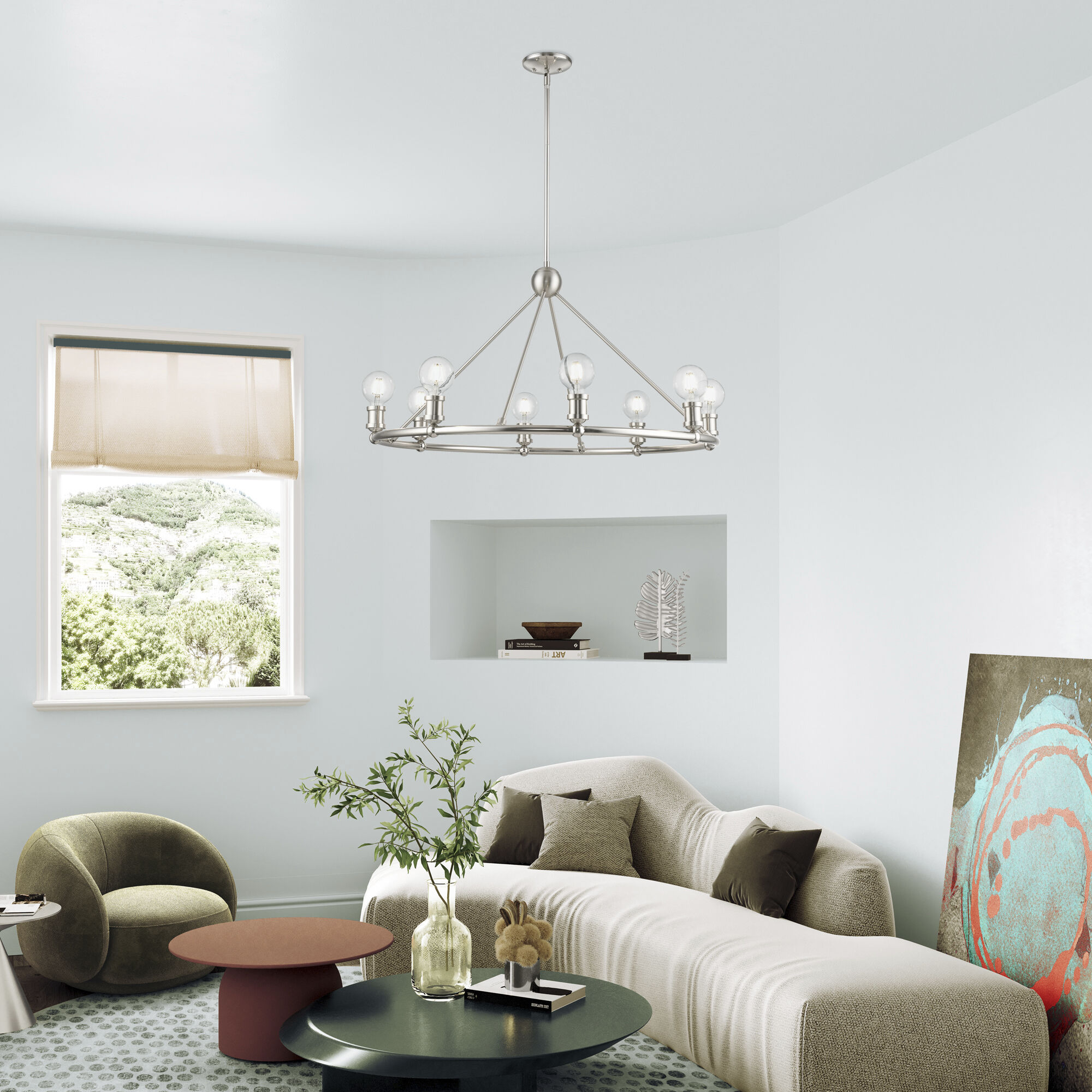 Lansdale 8 Light 34 inch Brushed Nickel Chandelier Ceiling Light