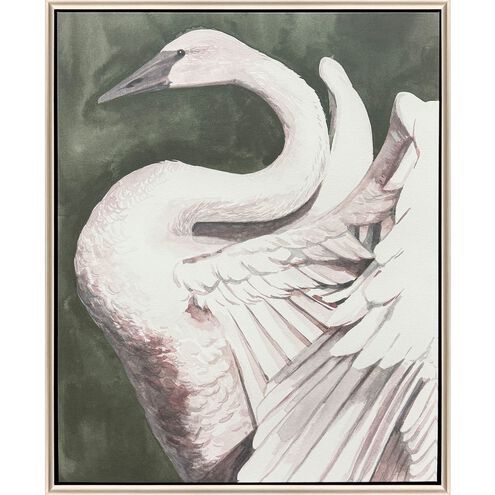 Swan Dance White and Brown and Gray and Green Canvas