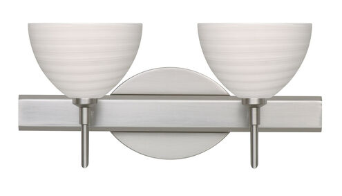Brella 2 Light 15 inch Satin Nickel Vanity Lighting Wall Light in Halogen, Chalk Glass