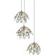 Crystal Bud 3 Light 13.5 inch Contemporary Silver Leaf Multi-Drop Pendant Ceiling Light