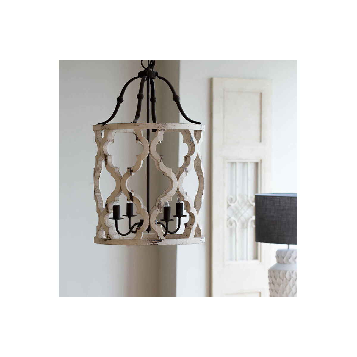 Jolette 4 Light 19 inch Washed White Chandelier Ceiling Light