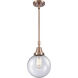 Beacon 1 Light 8 inch Antique Copper Mini Pendant Ceiling Light in Seedy Glass