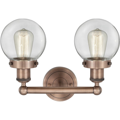 Beacon 2 Light 15.5 inch Antique Copper Bath Vanity Light Wall Light in Clear