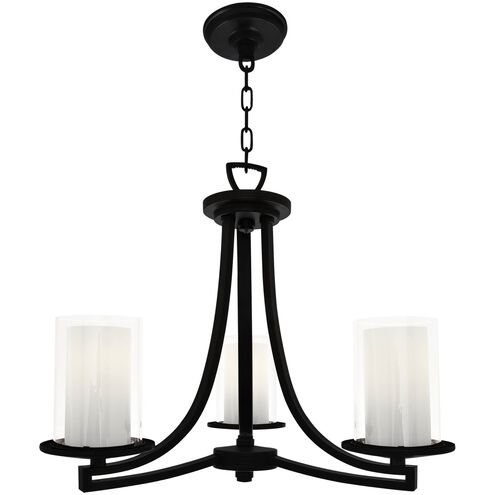 Essex 3 Light 20 inch Graphite Semi-flush Mount Ceiling Light in Half Opal Glass