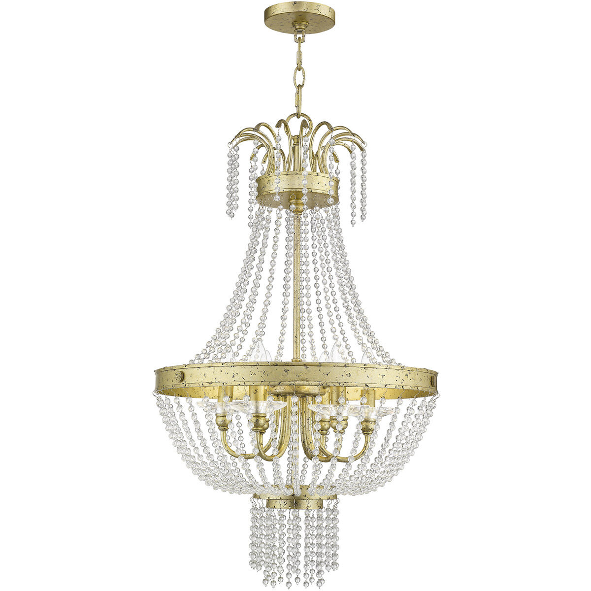 Valentina 6 Light 18 inch Hand Applied Winter Gold Pendant Ceiling Light