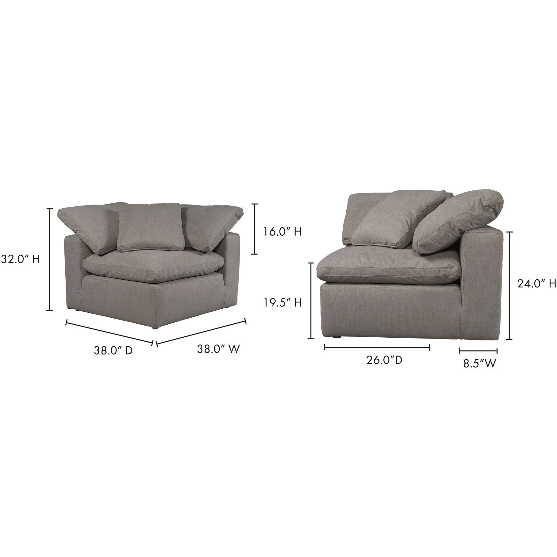 Terra Condo Grey Corner Chair