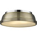 Duncan 2 Light 14 inch Chrome Flush Mount Ceiling Light in Aged Brass, Damp