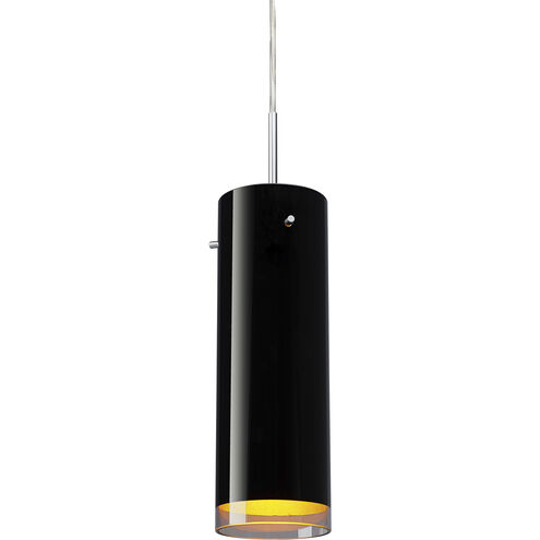 Cyrus LED 4 inch Matte Chrome Large Pendant Ceiling Light in Black Outer/Gold Inner Glass