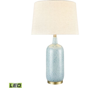 Port Isabel 28 inch 9.00 watt Blue with Brass Table Lamp Portable Light