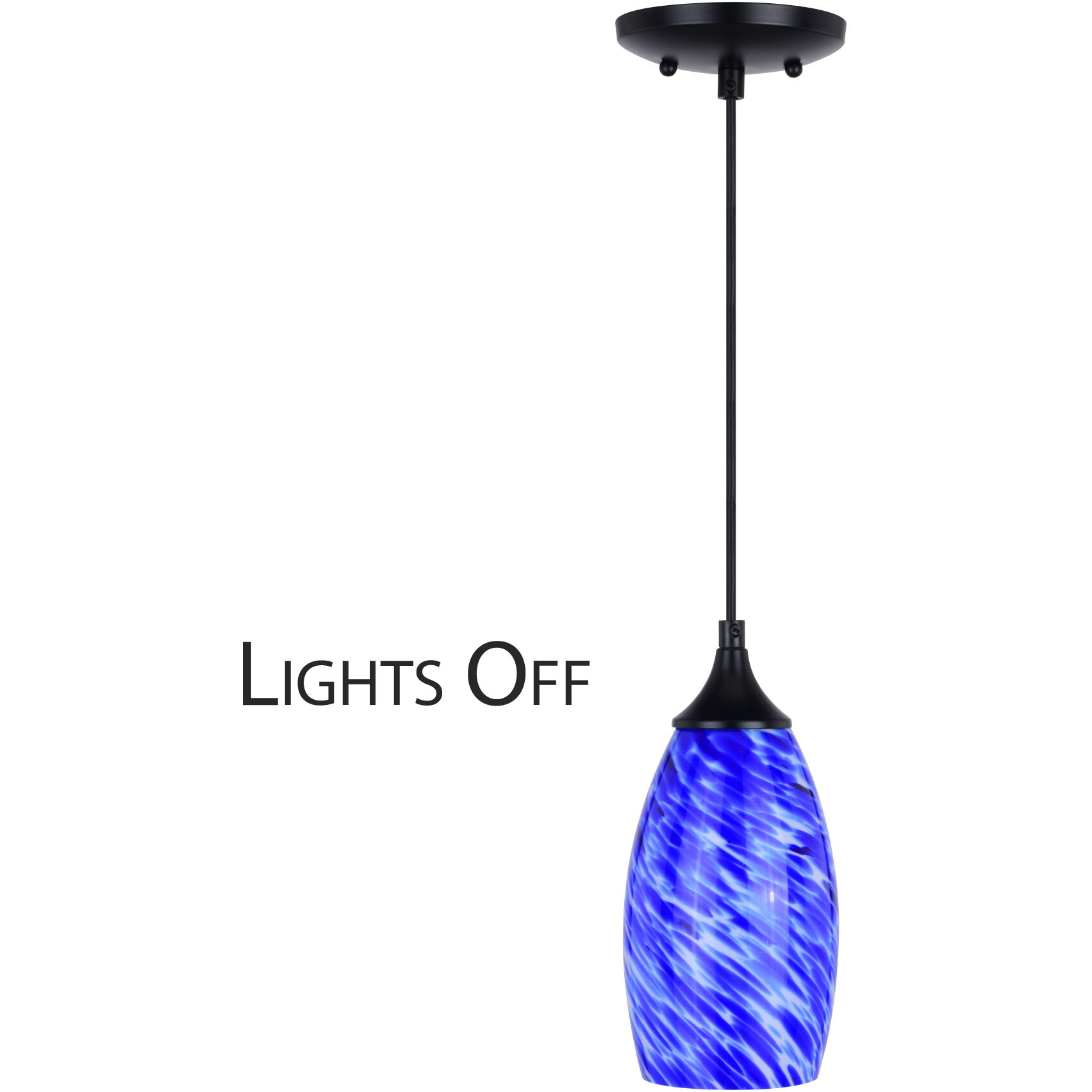 Milano LED 4.75 inch Matte Black Mini Pendant Ceiling Light in Azurra Glass