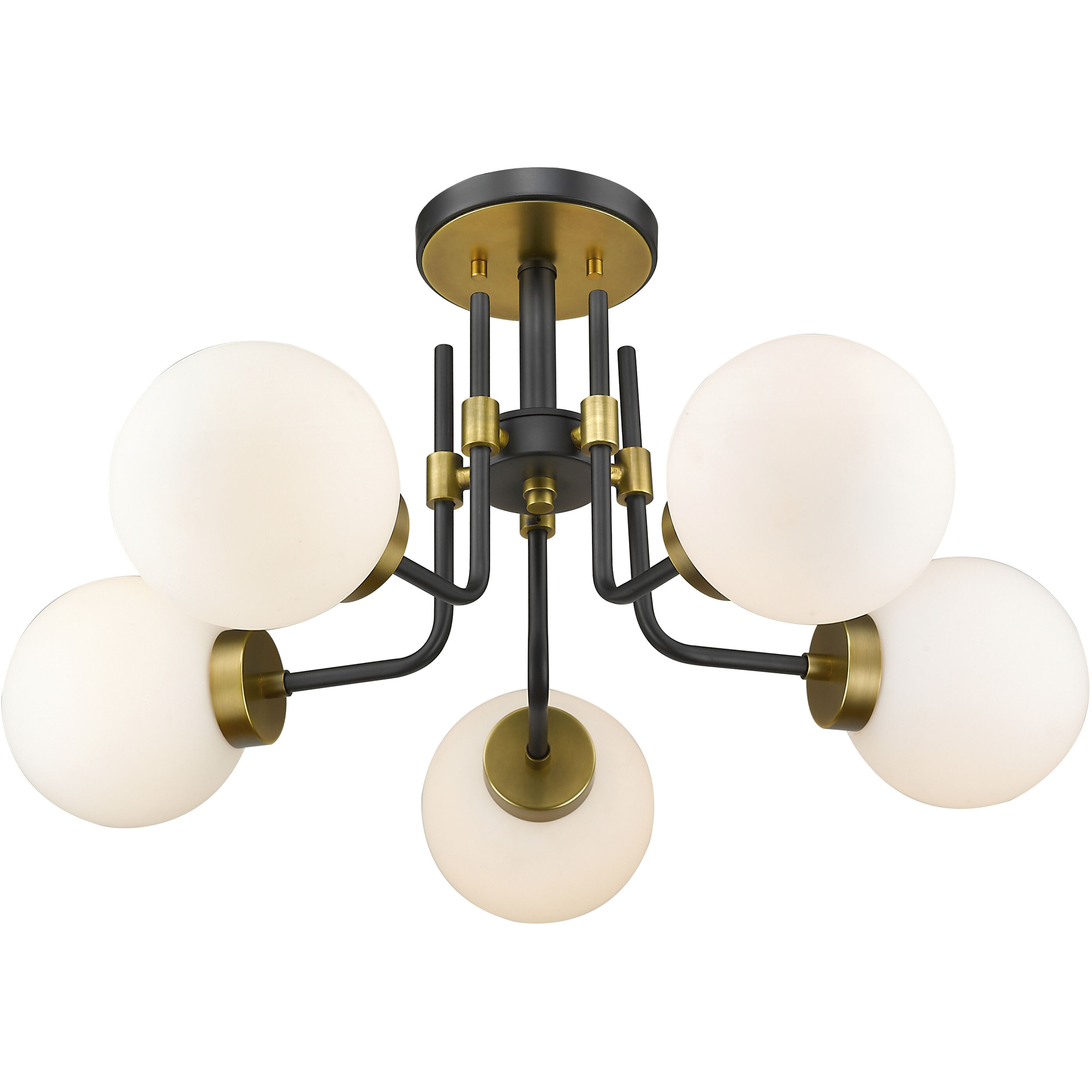 Parsons 5 Light 27 inch Matte Black and Olde Brass Semi Flush Mount Ceiling Light
