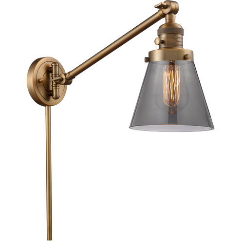 Small Cone 21 inch 60.00 watt Brushed Brass Swing Arm Wall Light, Franklin Restoration