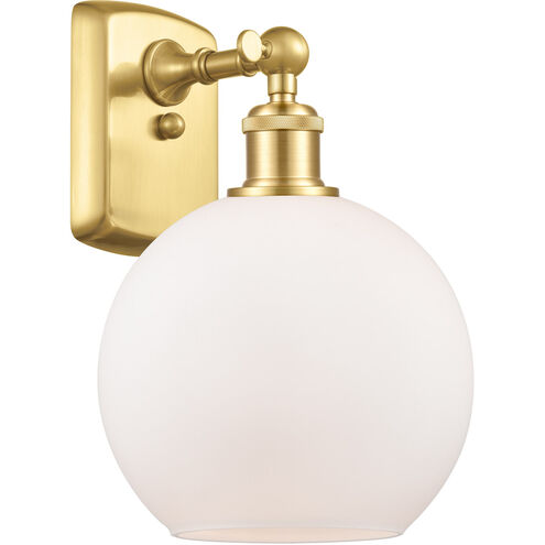 Ballston Athens LED 8 inch Satin Gold Sconce Wall Light in Matte White Glass, Ballston