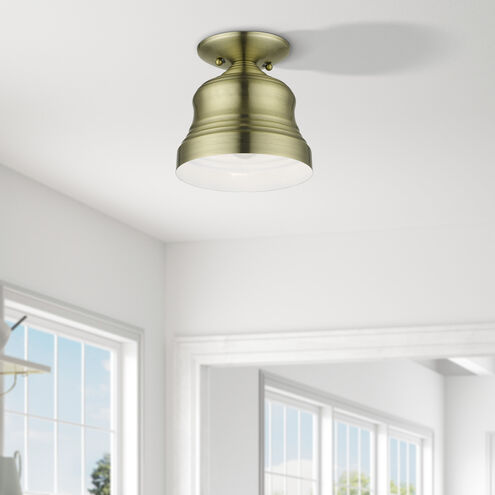 Endicott 1 Light 7 inch Antique Brass Bell Semi-Flush Ceiling Light, Petite