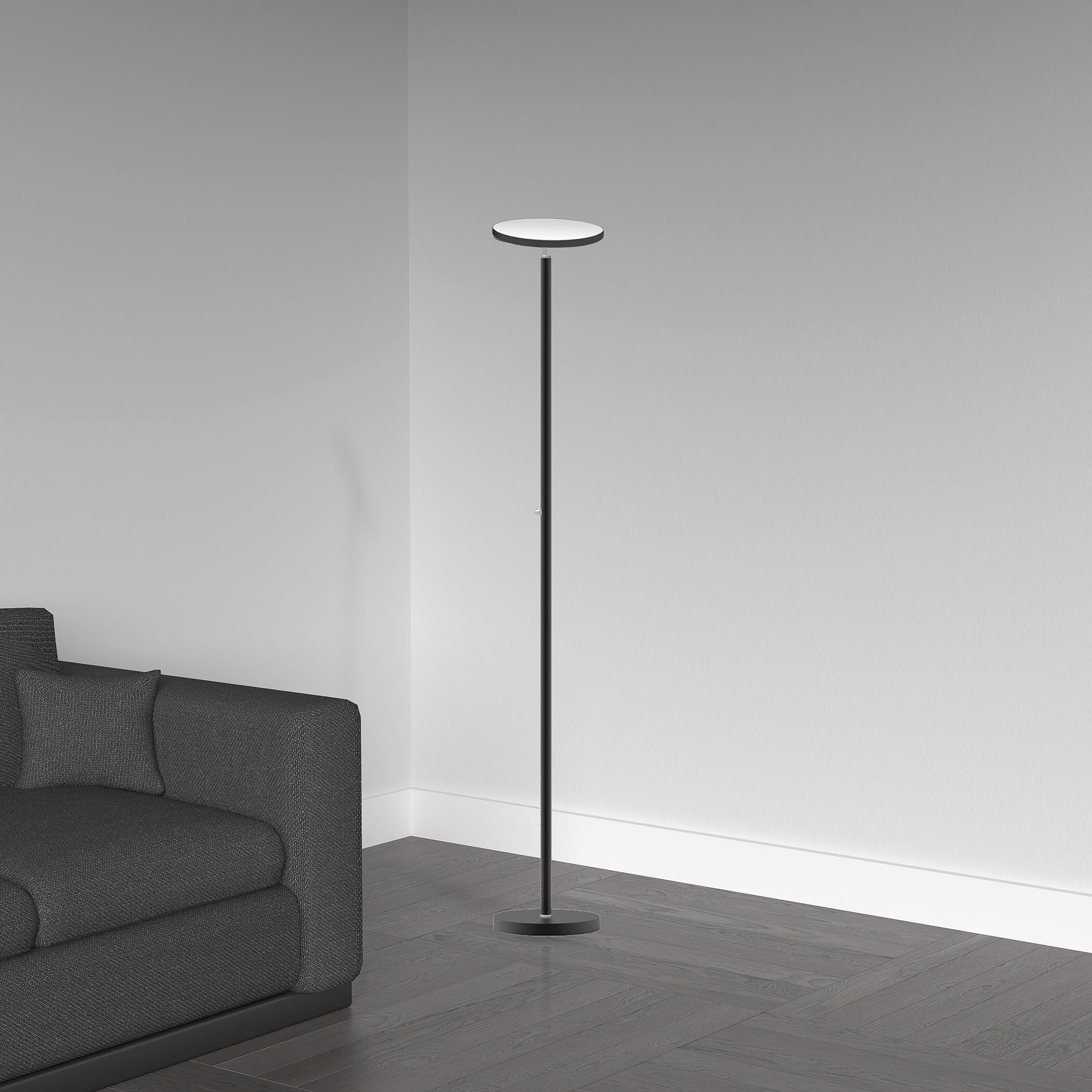 Modern 72 inch 30.00 watt Sandy Black Decorative Floor Lamp Portable Light in Satin Black, Decorative