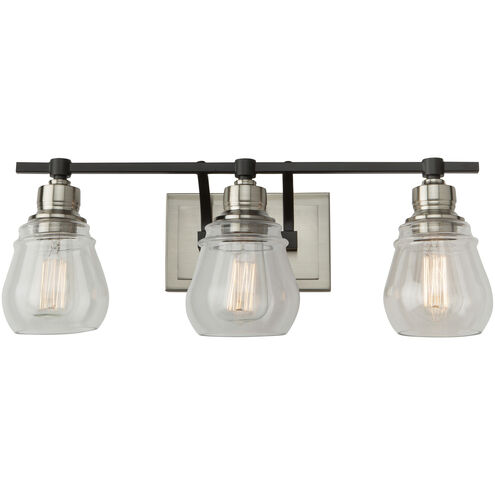 Nelson 3 Light 21.65 inch Black and Brushed Nickel Vanity Light Wall Light
