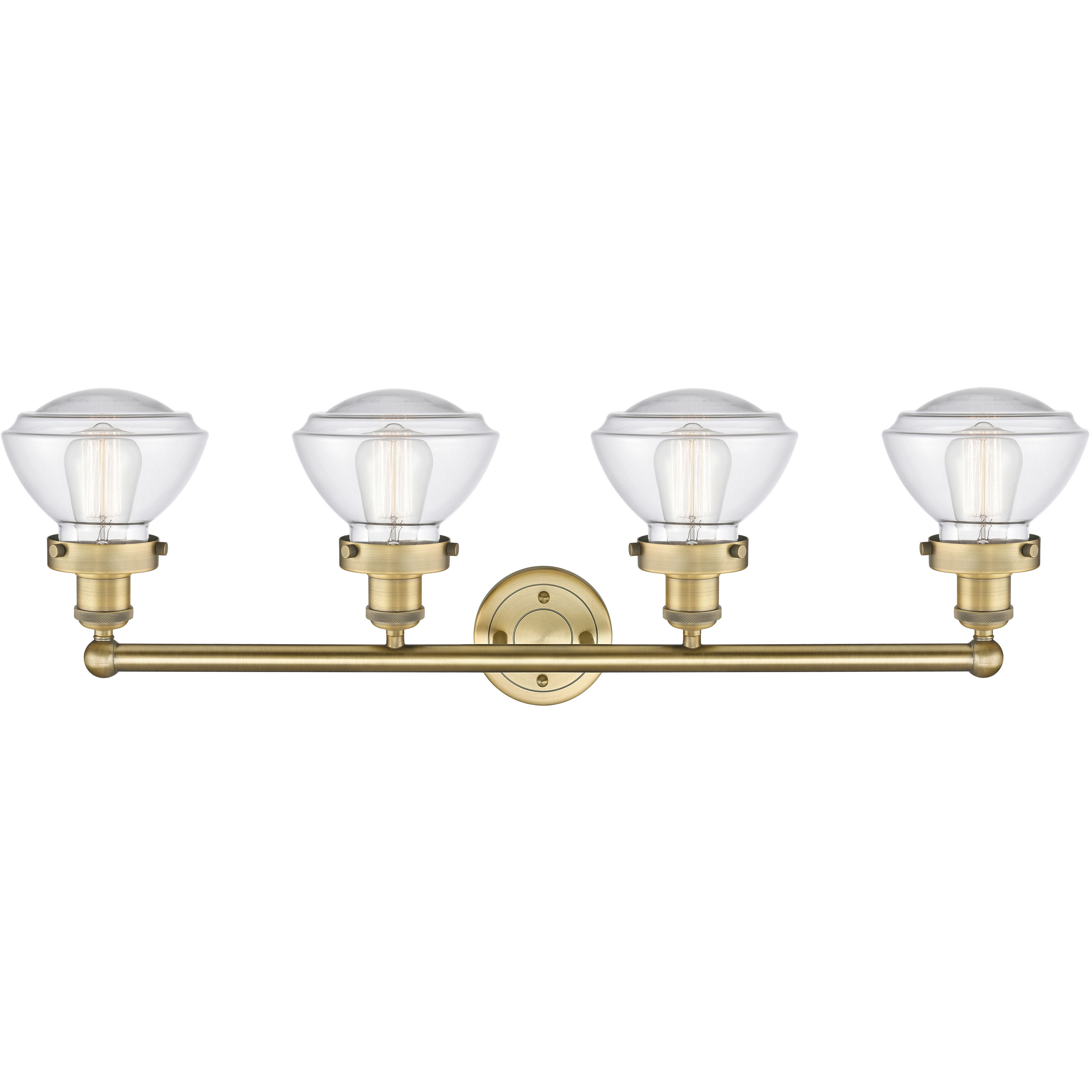 Olean 4 Light 33.5 inch Brushed Brass Bath Vanity Light Wall Light in Clear