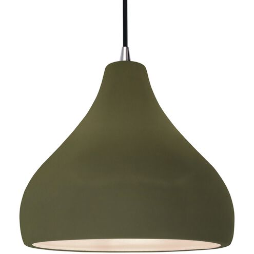 Radiance 1 Light 13.5 inch Matte Green and Brushed Nickel Pendant Ceiling Light