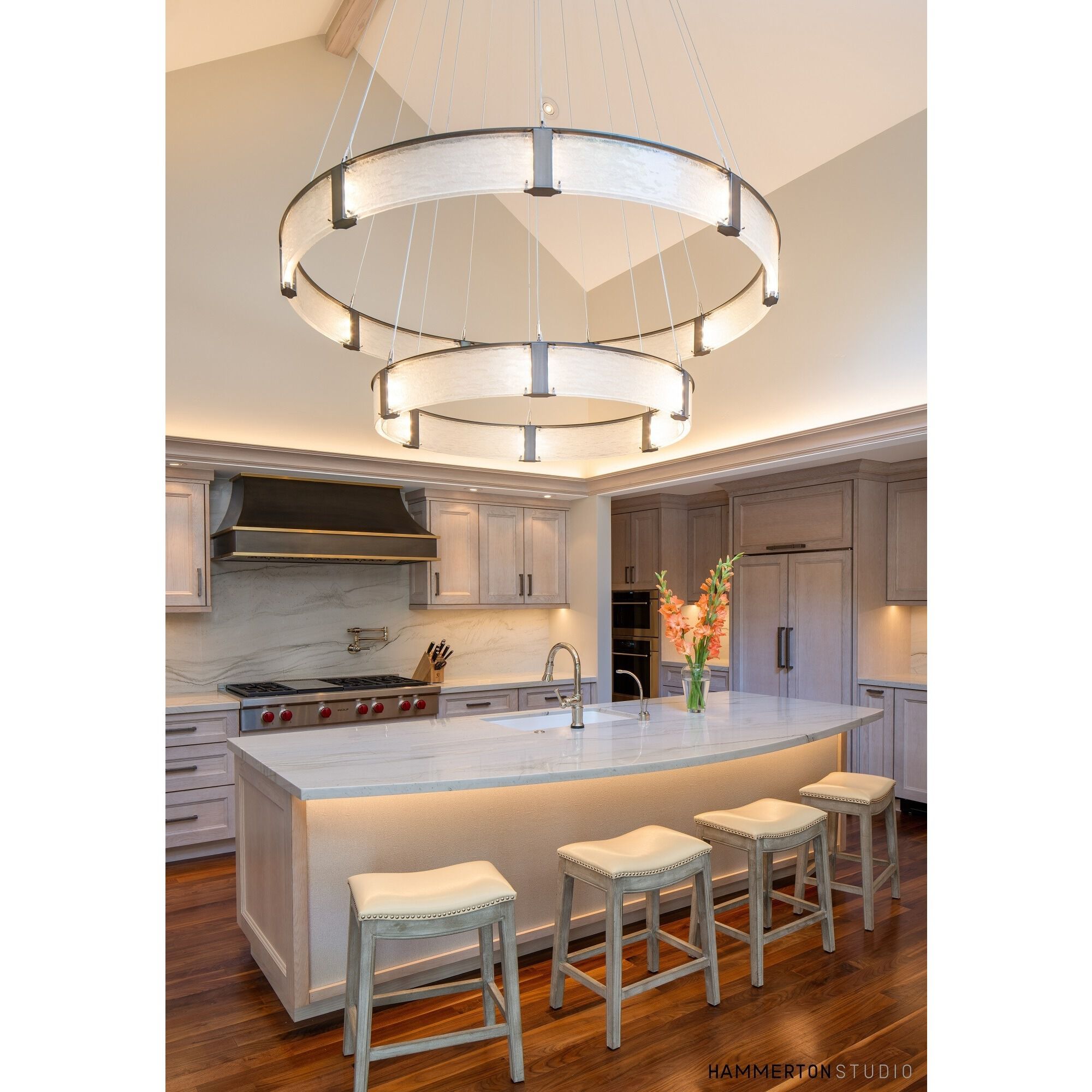Parallel LED Graphite Chandelier Ceiling Light, Two-Tier Ring