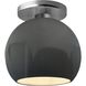 Radiance 1 Light 10 inch Gloss Grey and Brushed Nickel Semi Flush Ceiling Light