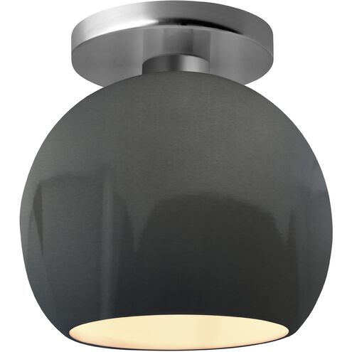 Radiance 1 Light 10 inch Gloss Grey and Brushed Nickel Semi Flush Ceiling Light