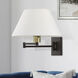 Allison 13 inch 100.00 watt Bronze with Antique Brass Accent Swing Arm Wall Lamp Wall Light