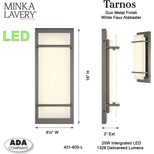 Tarnos LED 6.5 inch Gun Metal ADA Wall Sconce Wall Light