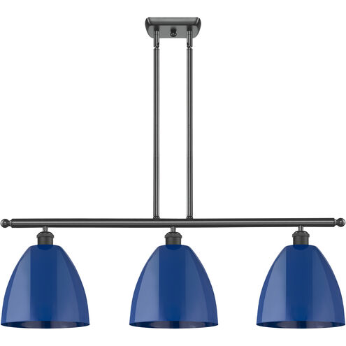 Ballston Plymouth Dome 3 Light 36 inch Matte Black Island Light Ceiling Light in Matte Blue