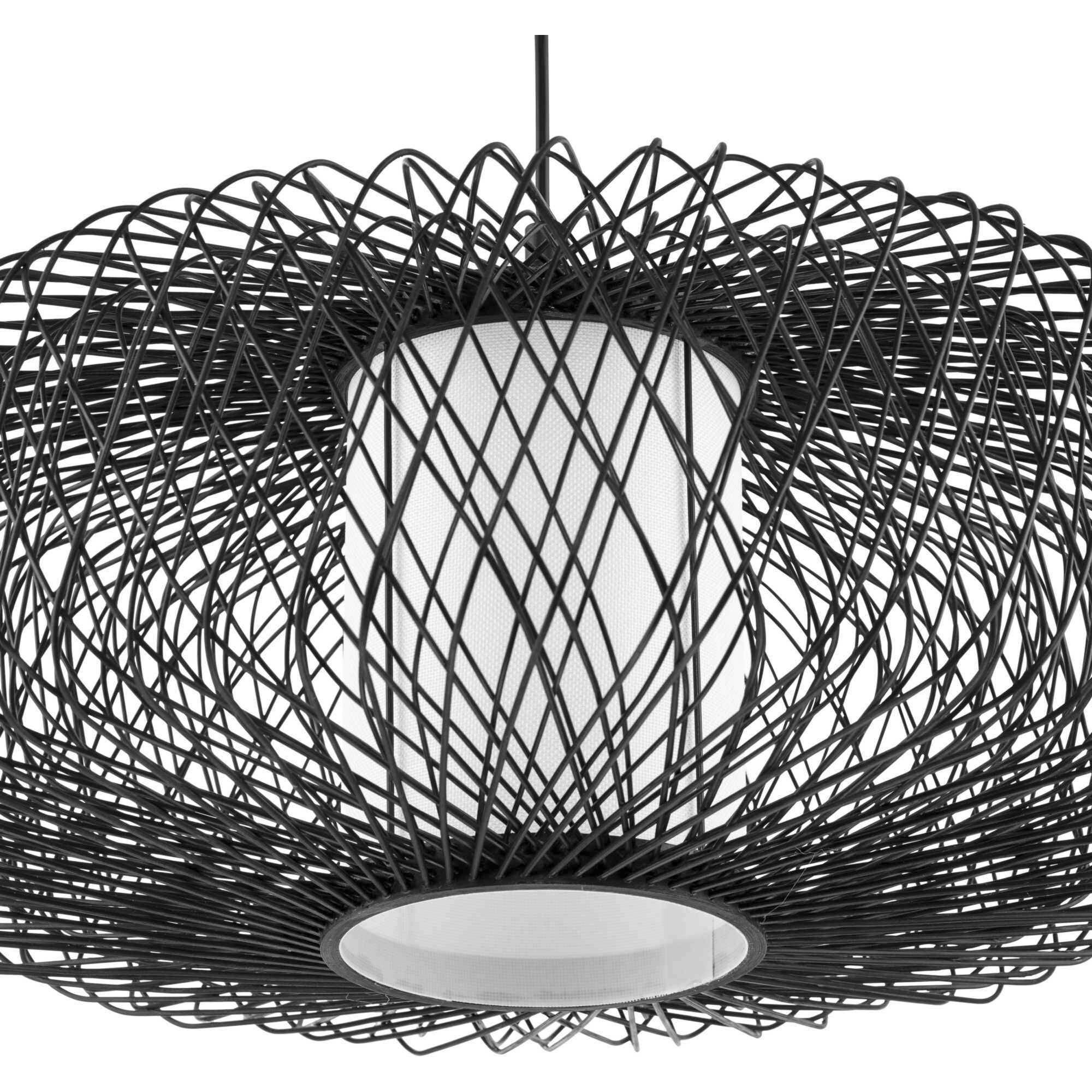 Cordova 1 Light 22 inch Black Rattan Pendant Ceiling Light, Design Series