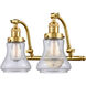 Franklin Restoration Bellmont 2 Light 18 inch Satin Gold Bath Vanity Light Wall Light in Clear Glass, Franklin Restoration