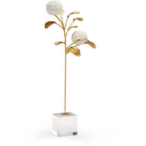 Chelsea House Antique Gold Leaf/White Glaze/Clear Hydrangea on Stand Accent