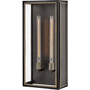 Shaw 2 Light 25 inch Black with Burnished Bronze Outdoor Wall Mount