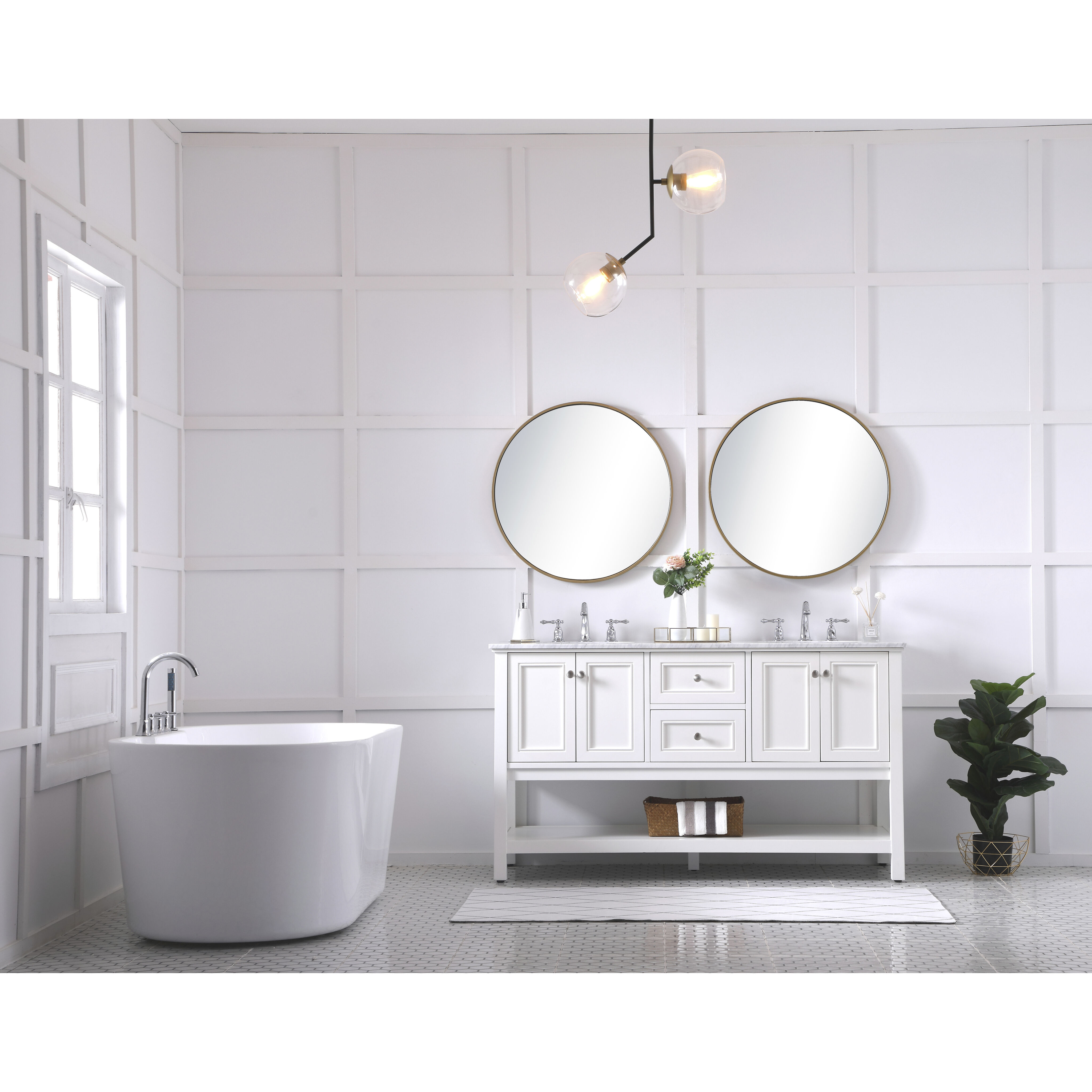 Metropolis 60 X 22 X 34 inch White Vanity Sink Set