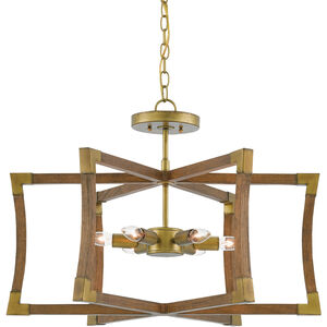 Bastian 6 Light 27 inch Chestnut/Brass Semi-Flush Mount Ceiling Light, Small, Semi-Flush Convertible