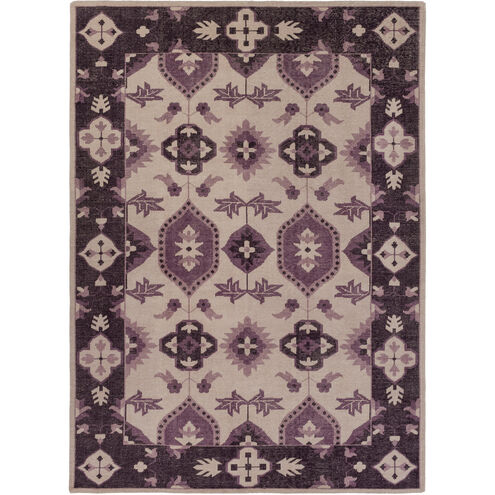 Pazar 132 X 96 inch Light Gray, Eggplant, Dark Purple, Bright Purple Rug