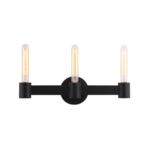 Broyles 3 Light 19 inch Matte Black Bath Vanity Wall Light