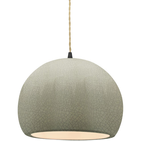 Radiance LED 10 inch Celadon Green Crackle and Matte Black Pendant Ceiling Light