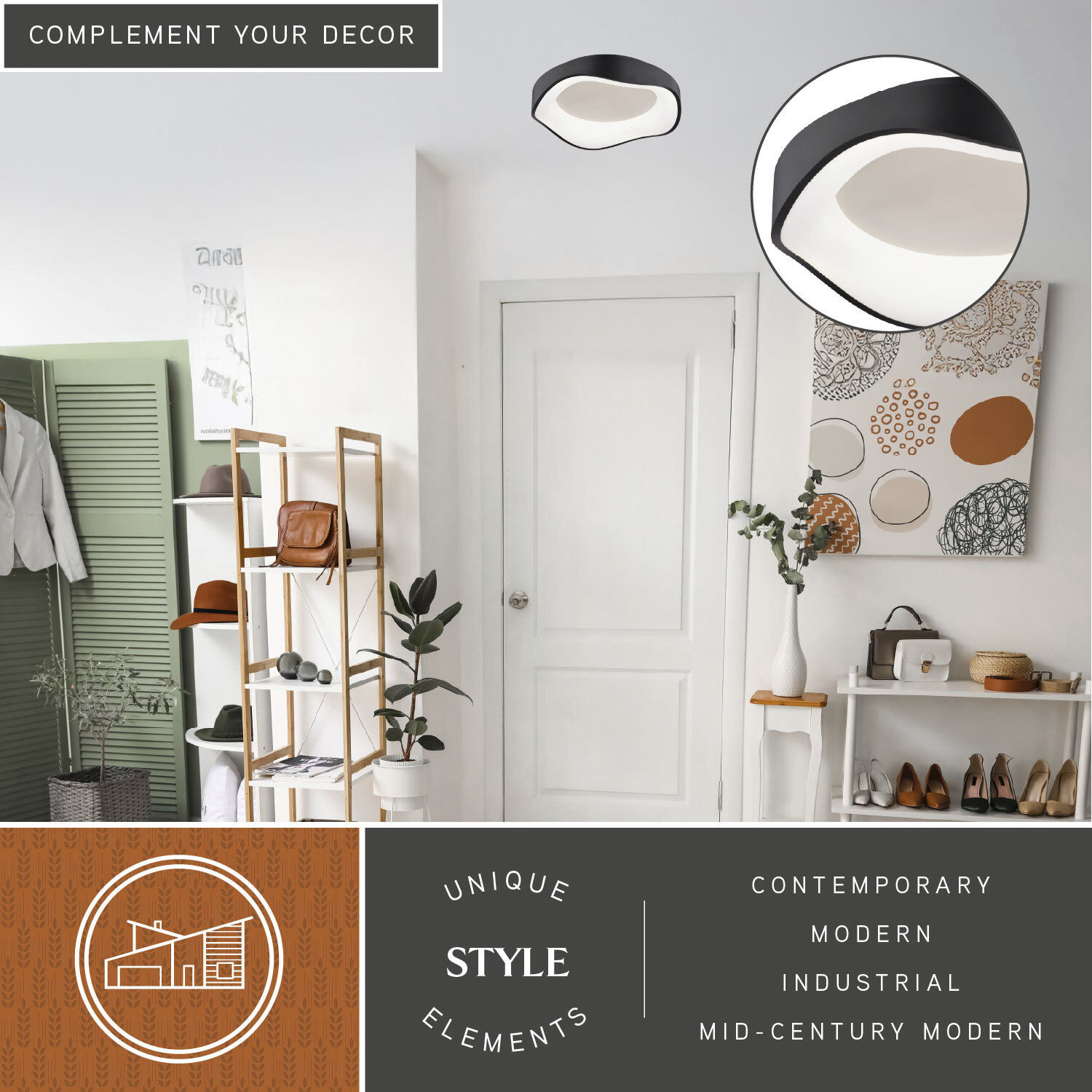 Bowen 1 Light 16.5 inch Textured Black Flush Mount Ceiling Light