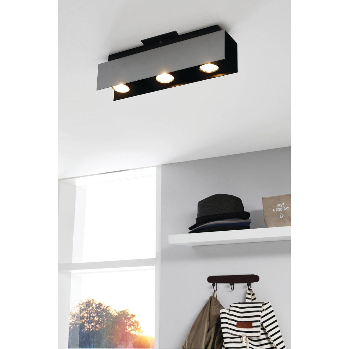 Viserba 3 Light 120 Aluminum and Black Track Light Ceiling Light