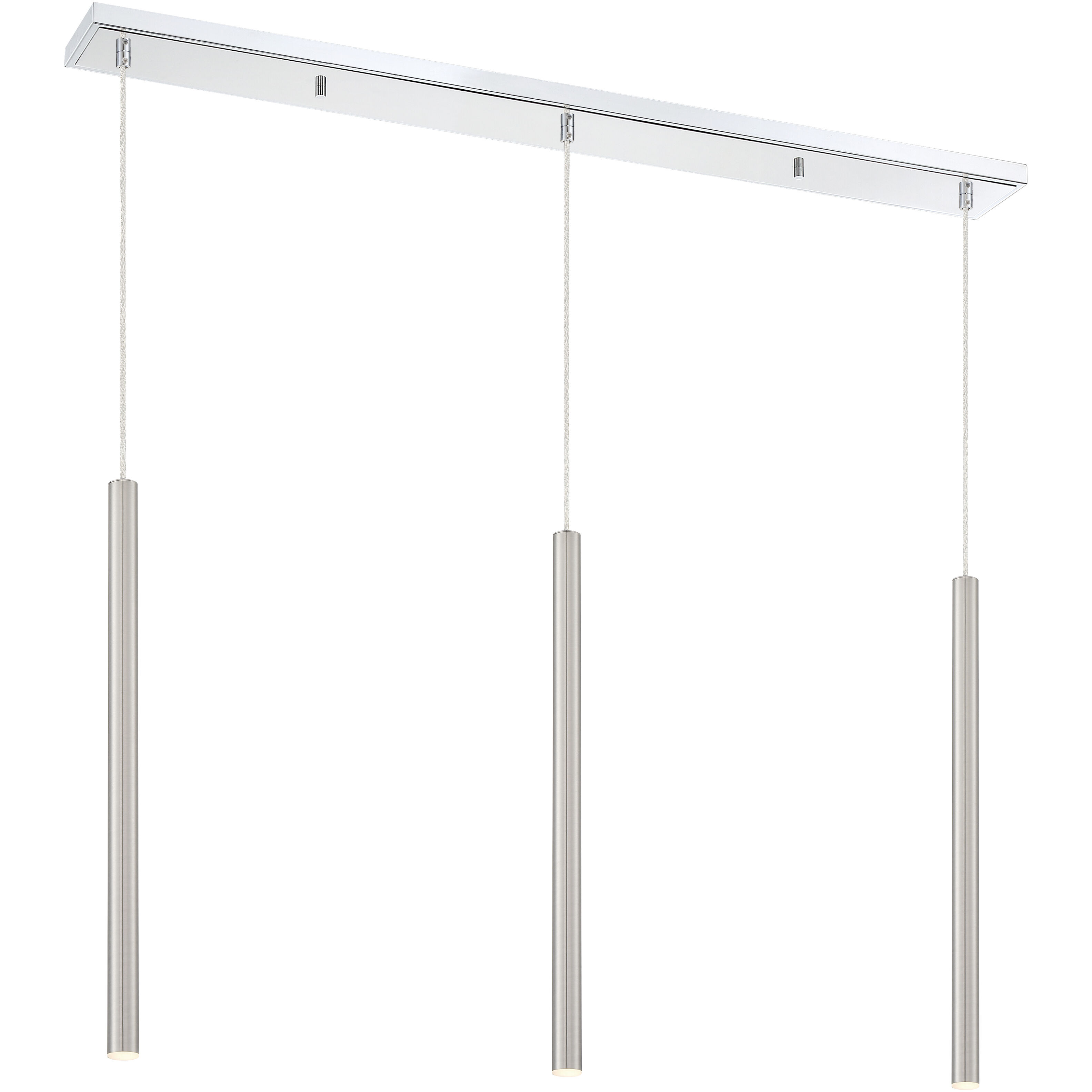 Forest LED 46 inch Chrome Linear Chandelier Ceiling Light in Brushed Nickel Steel, 3, 20