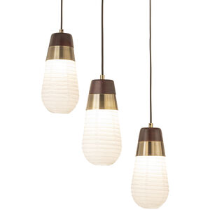 Sunset 3 Light 20 inch Walnut and Weathered Brass with Matte Black Pendant Ceiling Light