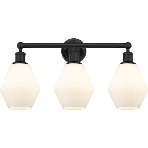 Edison Cindyrella 3 Light 24 inch Matte Black Bath Vanity Light Wall Light in Matte White Glass