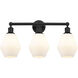 Edison Cindyrella 3 Light 24 inch Matte Black Bath Vanity Light Wall Light in Matte White Glass