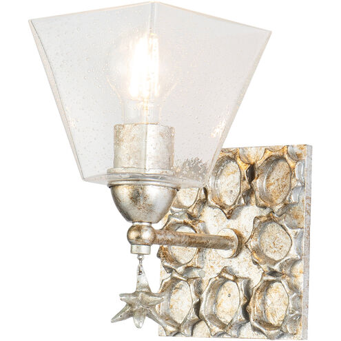 Star 1 Light 6 inch Silver leaf Bath Light Wall Light in Silver Leaf with Antique