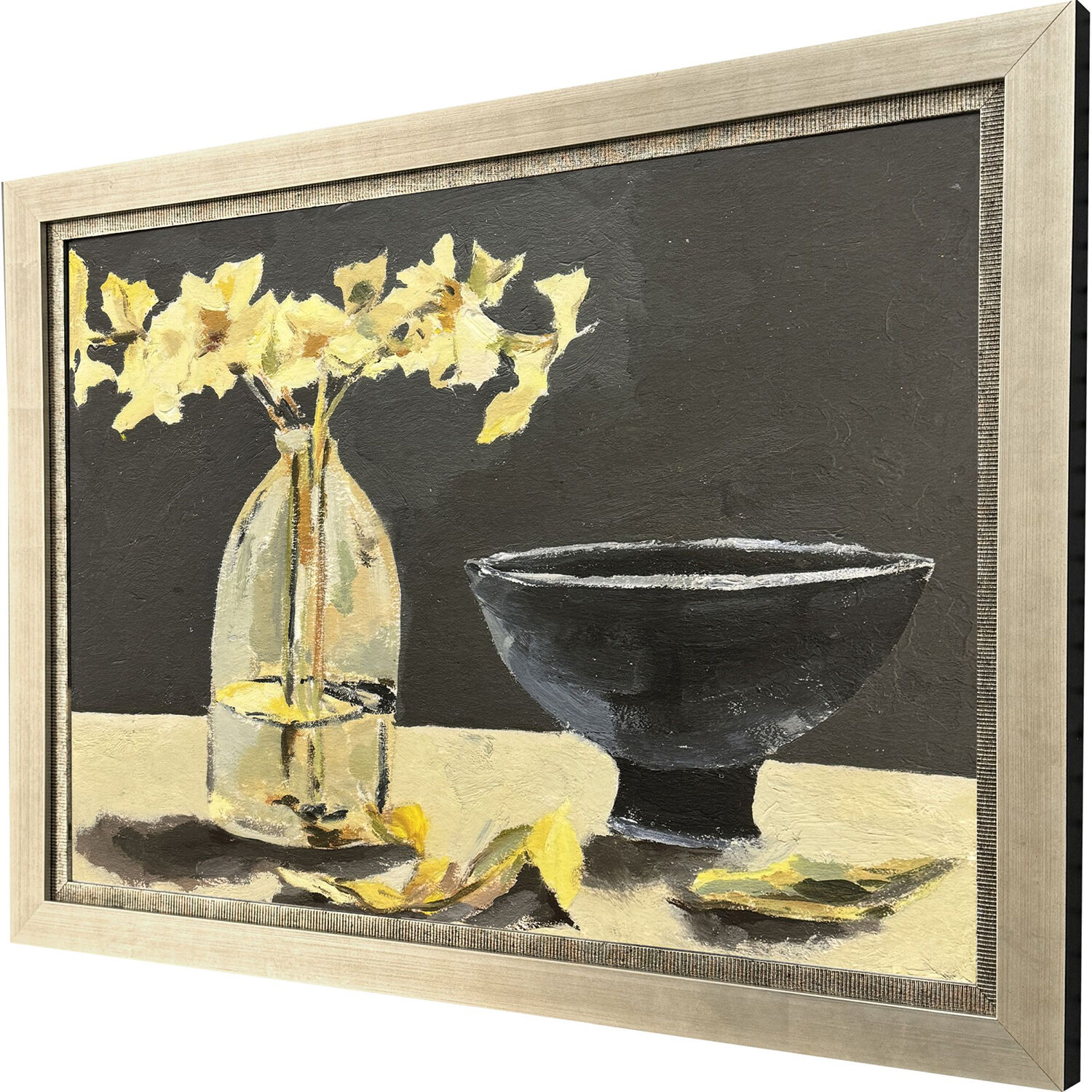Elegy in Neutral Yellow and Beige and Gray and Multi Framed Art